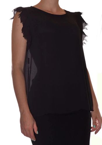 T-shirt noir uni élégant boutonné au dos taille M