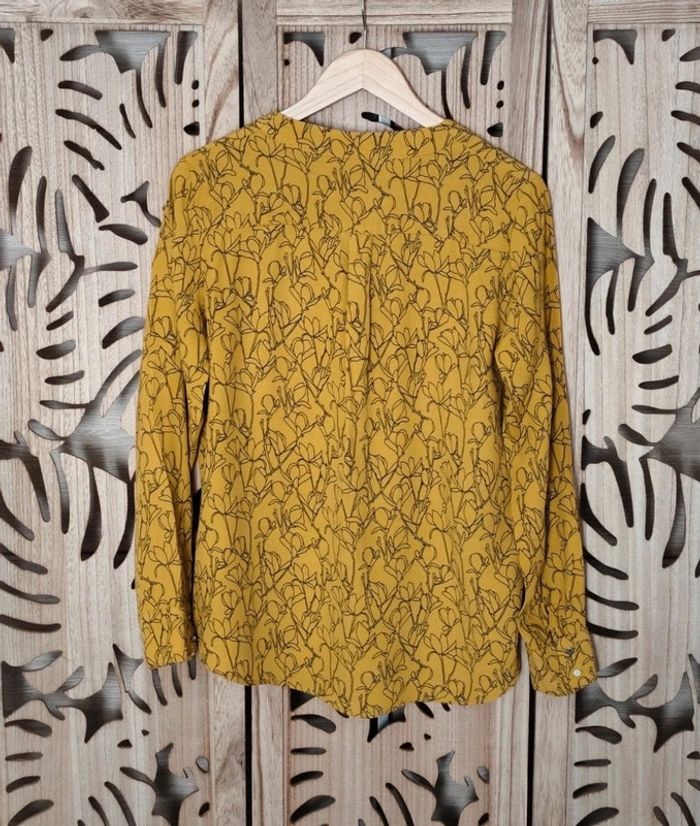 Chemisier fluide jaune moutarde - Motif floral noir - Taille 40/42 Camaïeu - photo numéro 9