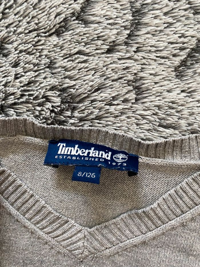 Pull fin gris col V Timberland - 8 ans - photo numéro 3