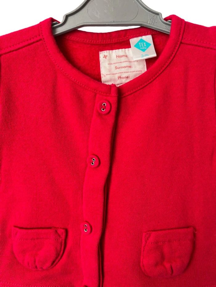 Sweat-gilet fuchsia à petites poches - TEX baby 3 mois - photo numéro 2