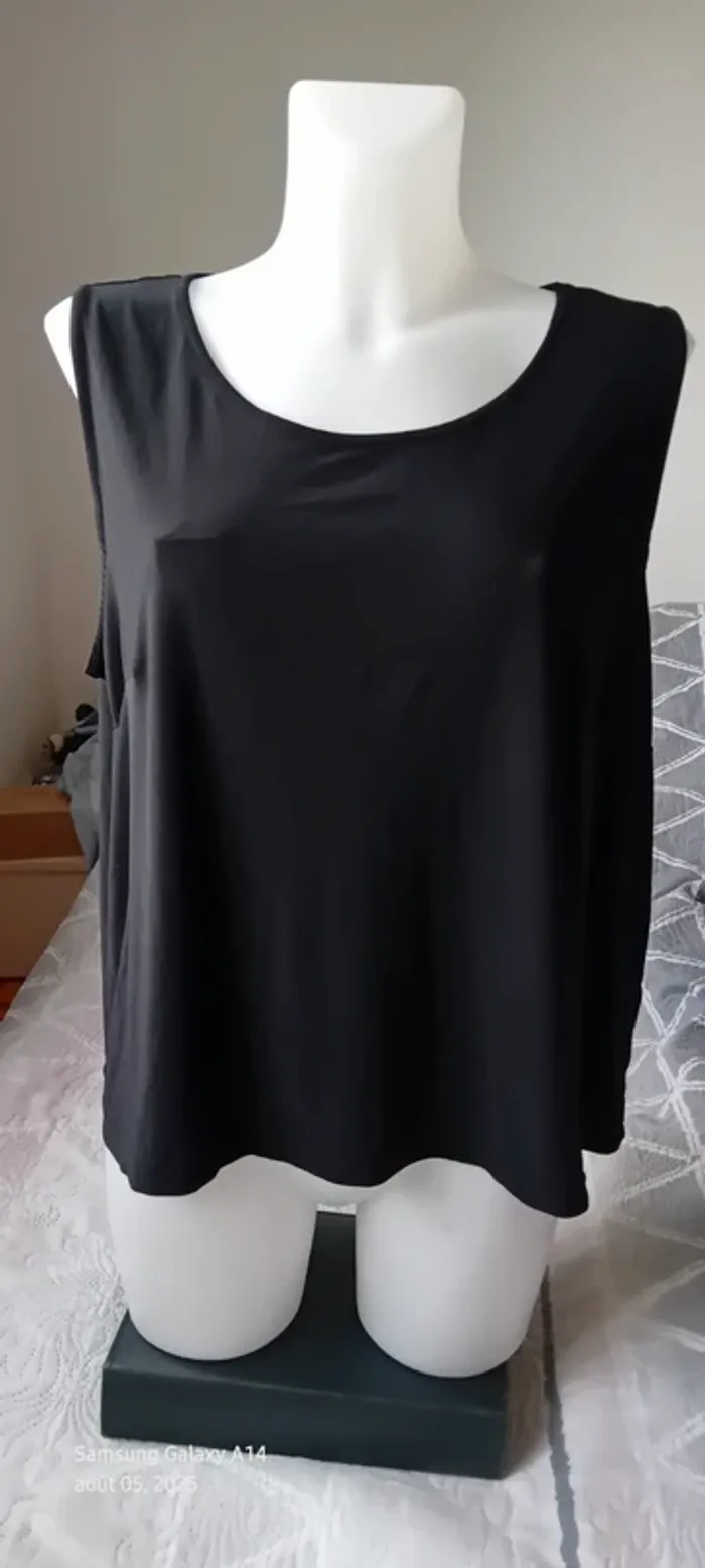 Débardeur fluide col rond noir femme xxl opaline - photo numéro 6
