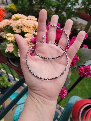 Clips créoles noirs acier 8 cm