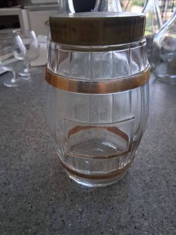 Pot en verre vintage  doré transparent