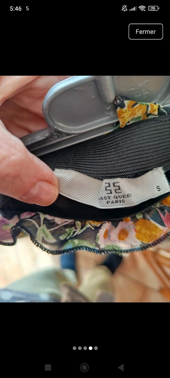 Pantalon plissé jambes larges motif fleur - photo numéro 4