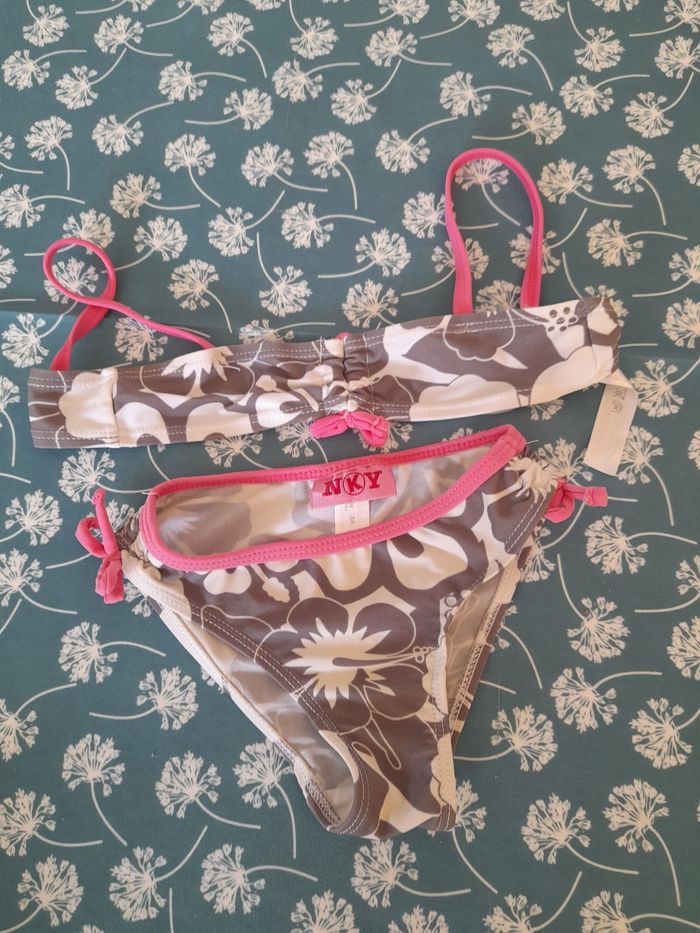 Maillot De Bain 3 Pièces Pour Fille 7-14 Ans - Haut Croisé + Bas Taille Haute + Jupe Florale, Séchage Rapide