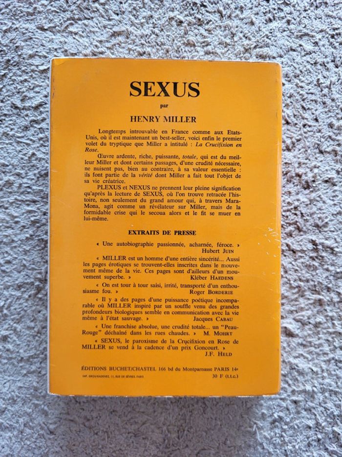 Sexus d'Henry Miller – La Crucifixion en rose – Roman autobiographique sulfureux - photo numéro 2