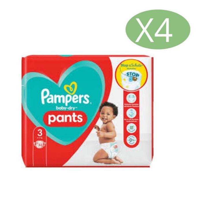 Lot de 128 Couches Pampers Baby dry Pants 6-11 kg Taille 3 Neuf