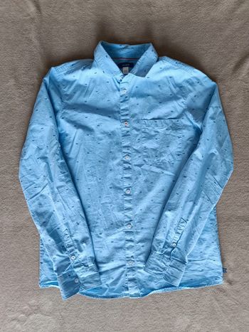 Chemise bleue à motifs Okaïdi taille 14 ans