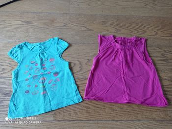 Lot de deux t-shirts été fille, bout'chou, taille 12 mois