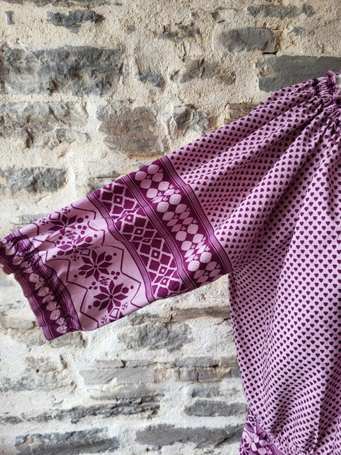 Blouse manches courtes mauve violet motifs cœurs Blancheporte Taille 54 - photo numéro 3
