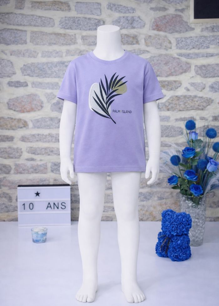 T-shirt manches courtes " Palm Island " mauve Garçon taille 10 ans marque Gemo 🎸