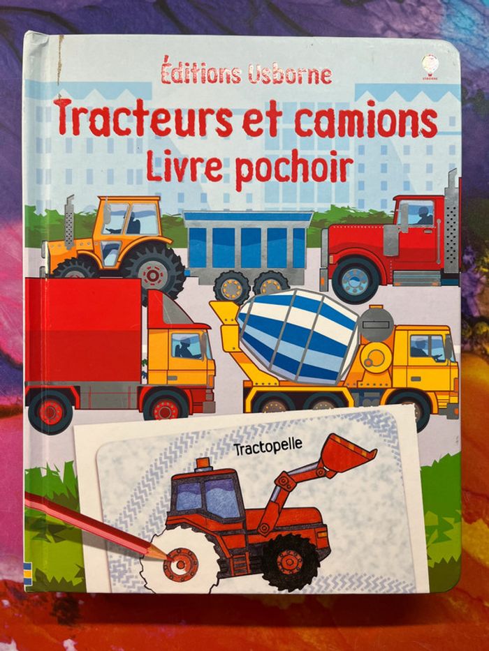 Livre enfant : Tracteurs et Camions * Livre Pochoir