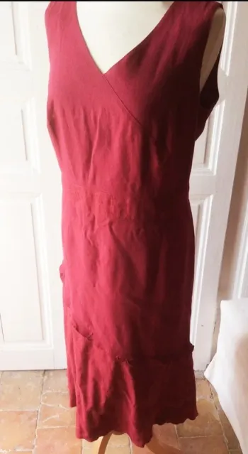 🌹Robe lin rouge cerise 44
