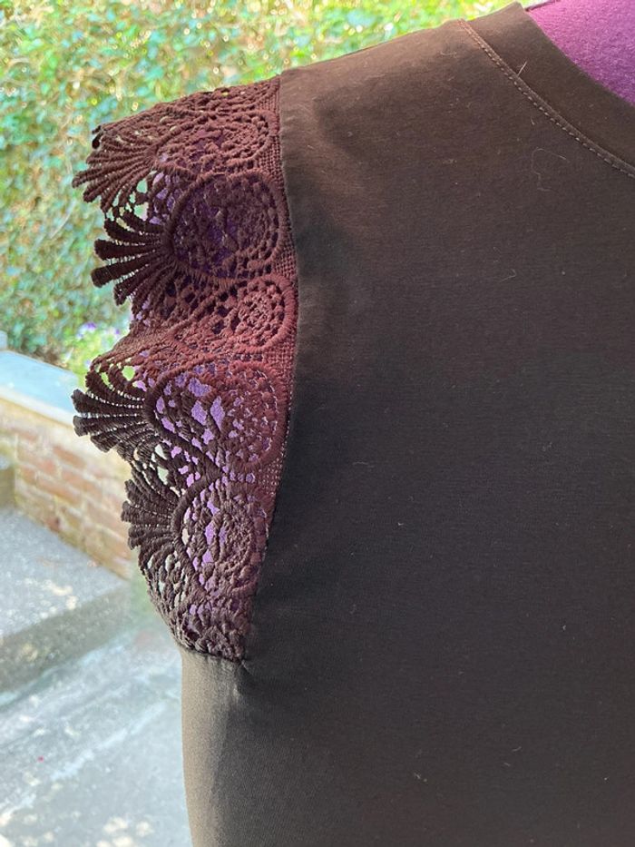 Débardeur noir petites manches dentelles Noémie & Co M/L - photo numéro 7
