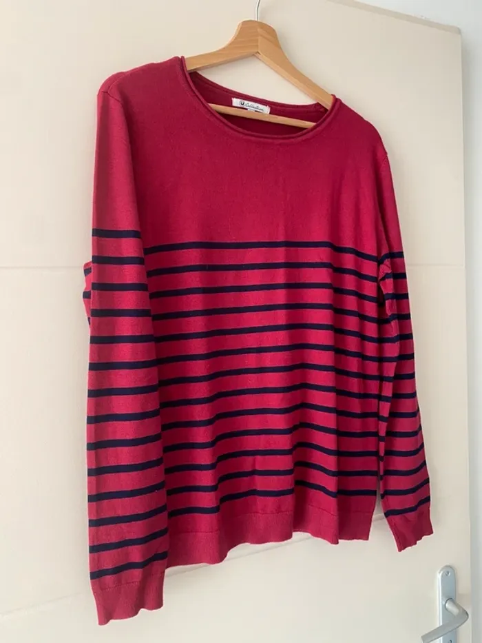 Pull rayé rose et marine U Collection - Taille 46/48