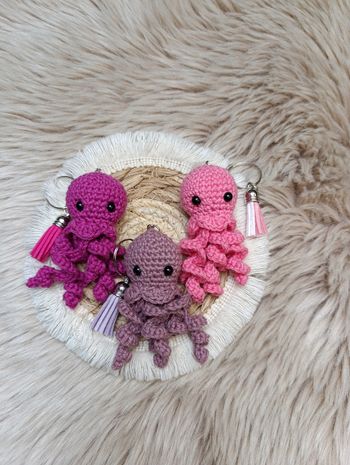 Porte clé pieuvre crochet