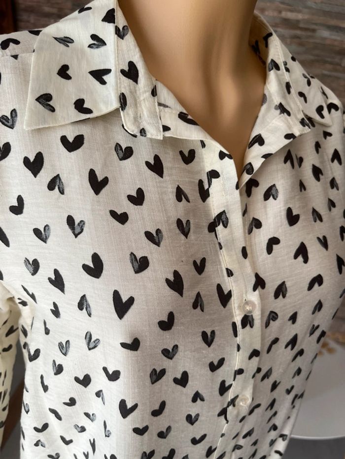 Chemise écru cœurs noirs - photo numéro 4