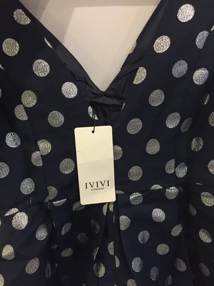 Robe évasée bleu et argentée - photo numéro 4