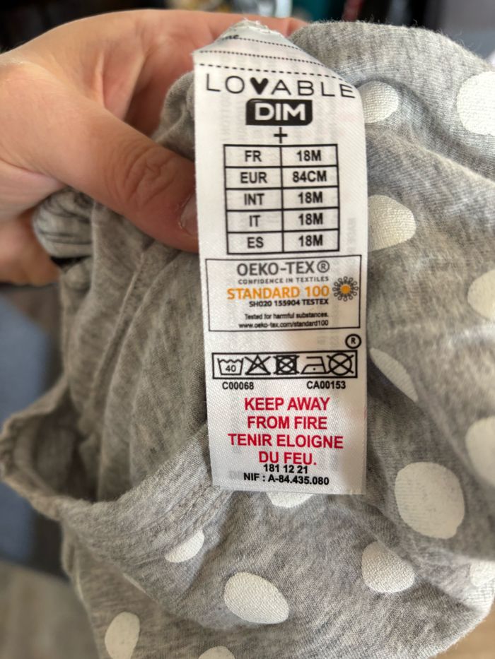 Pyjama une pièce gris à pois dim 18 mois - photo numéro 5