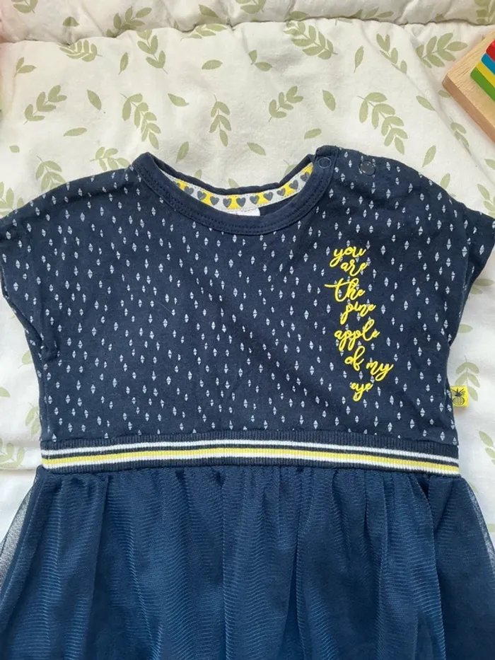 robe manches courtes marine jupe en tulle avec jupon 12 mois pommette - photo numéro 4