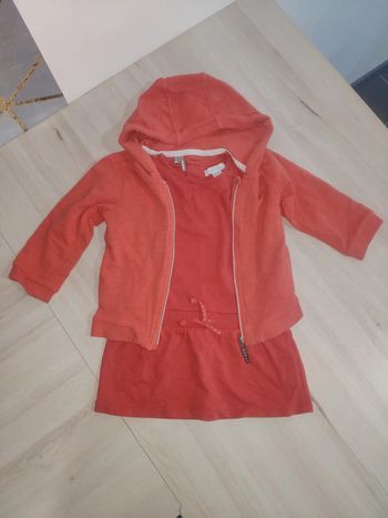 Joli ensemble 2 pièces robe et gilet à capuche 12 mois 1 an Orchestra Obaibi