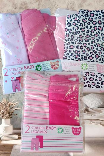 Lot de 6 leggings bébé filles en coton BIO -4-6 mois