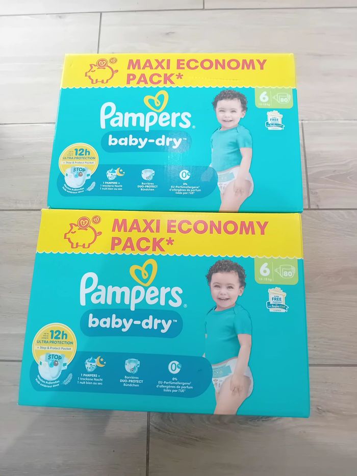 Couches pampers baby-dry taille 6 maxi economy
