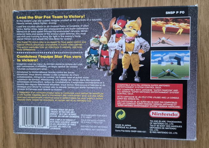 Jeu Starwing Super Nintendo Snes Pal Fah en super état ( manque notice ) - photo numéro 3