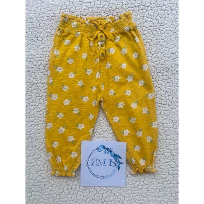 Pantalon jaune sarouel chiné imprimé fleuris taille 18 mois Kiabi