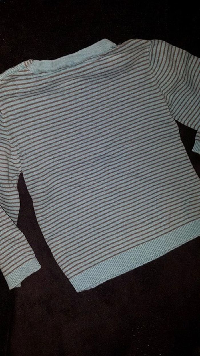 Pull rayé gris et turquoise 3ans - photo numéro 3