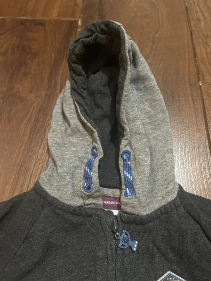 Gilet zippé à capuche garcon gris anthracite sergent major 3 ans - photo numéro 4