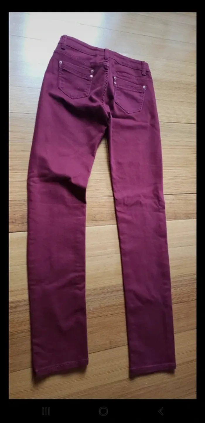 Pantalon jeans femme 36 bordeaux printemps - photo numéro 5