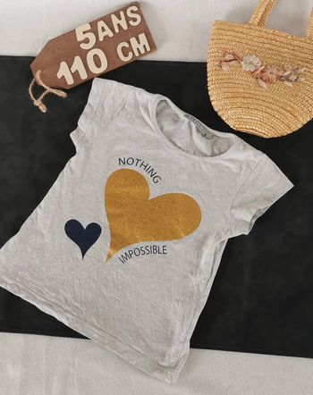Tee-shirt 👸 5ans, cœur paillettes, eldys