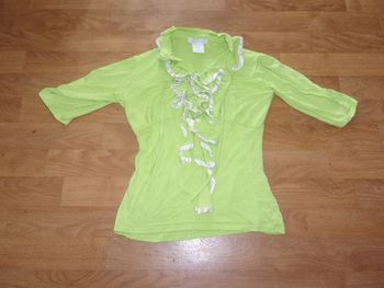 Tee shirt NANA BAILA vert anis froufrous satin 36 TBE