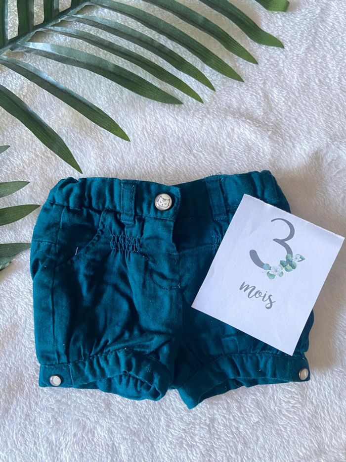 Short vert été fille  – Taille 3 mois