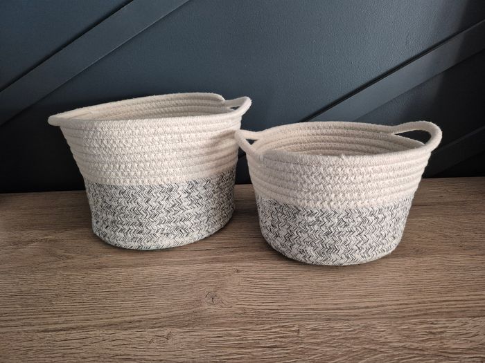 Lot de 2 panières en corde de coton