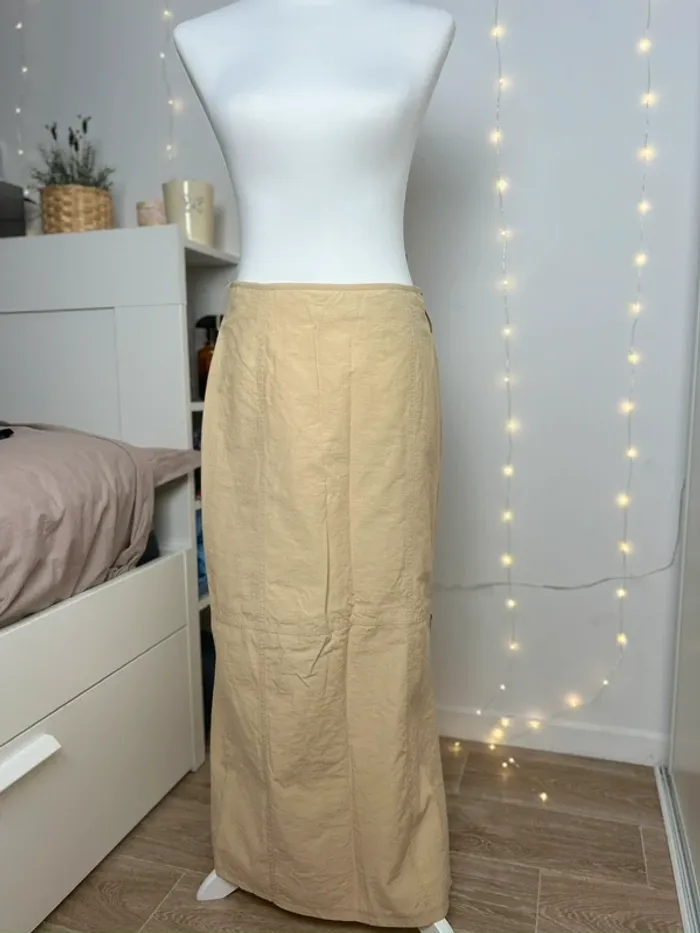 jupe longue vintage beige droite taille M - photo numéro 2