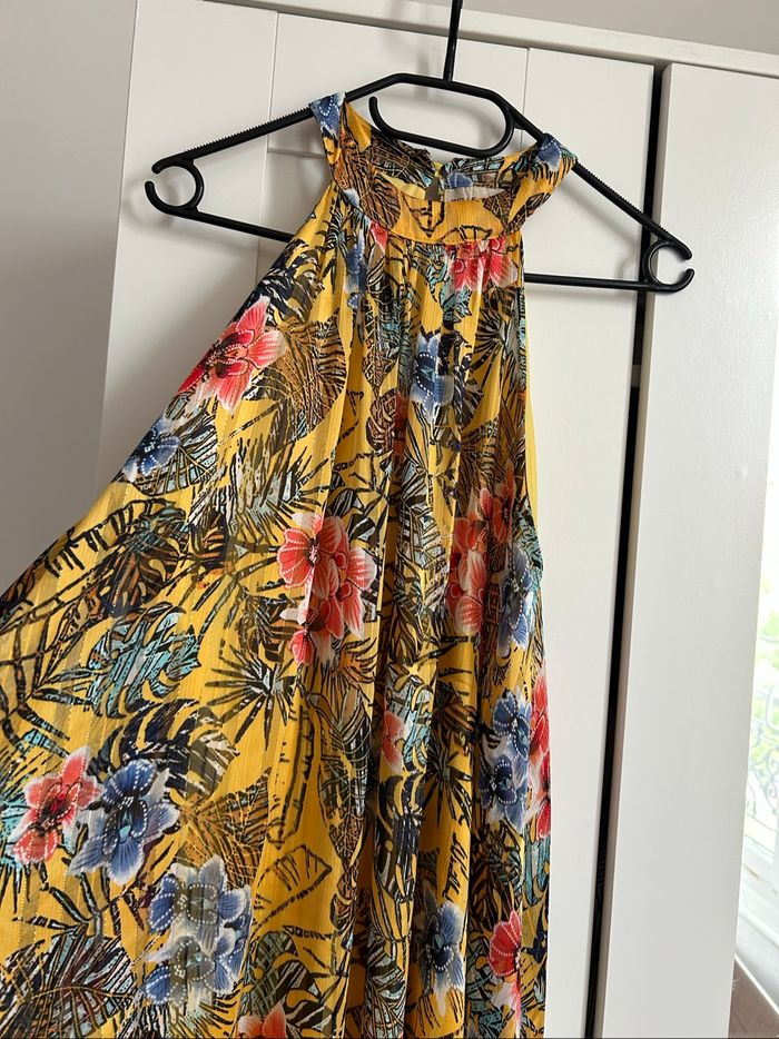 Robe jaune fleuries d’été Évasée Belle et Bonne Tailles M-L - photo numéro 3