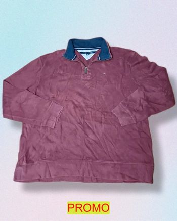 Magnifique sweat quarter zip Tommy Hilfiger half zip bordeaux taille XL  Ref 2IT053