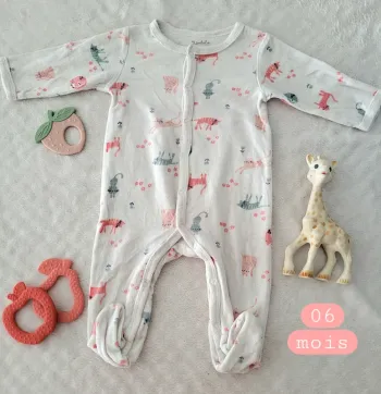 Pyjama ouverture par l'avant motif chat 06mois