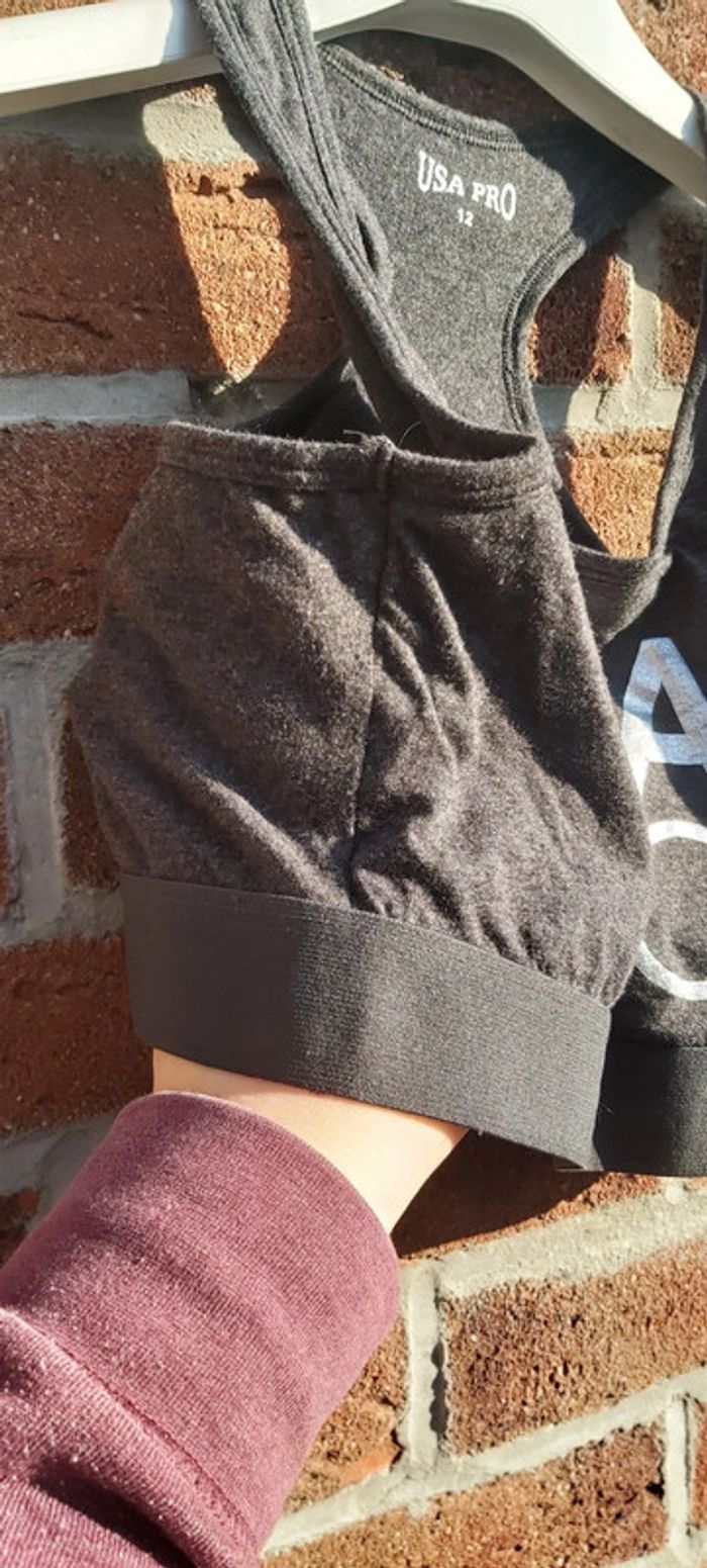Top de sport gris avec ecriture métal usa pro - photo numéro 2