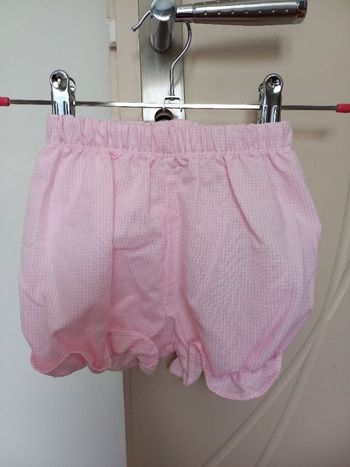 Short vichy rose et blanc 3 mois