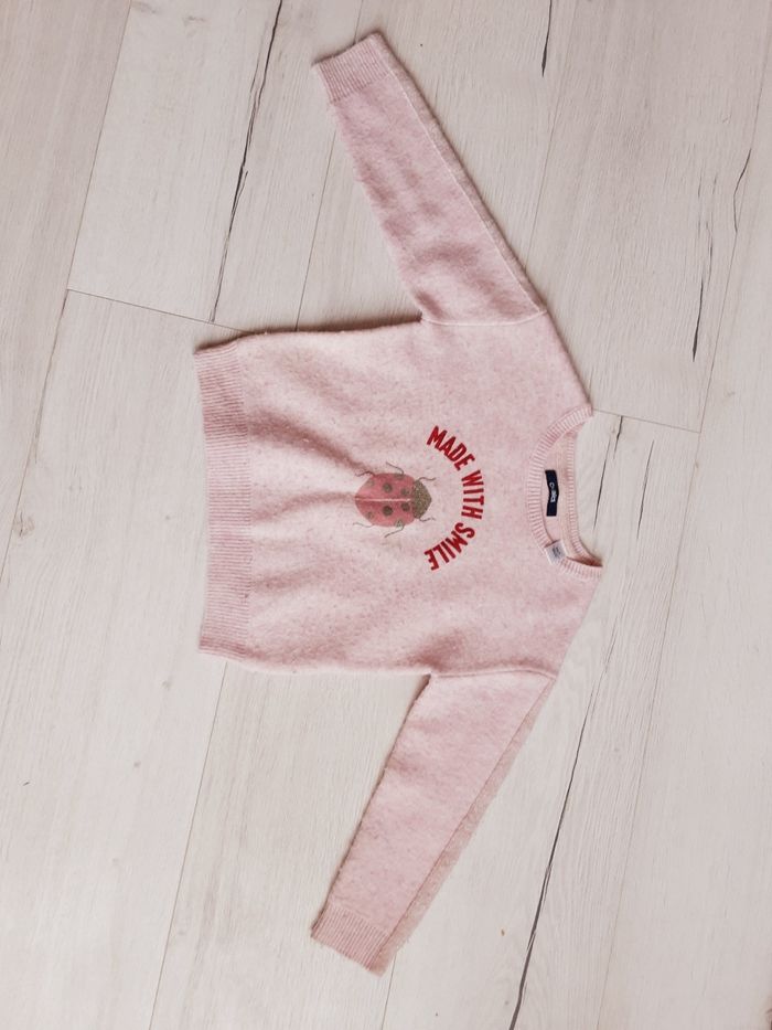 Vêtement fille pull rose Okaïdi coccinelle 3 ans - photo numéro 3