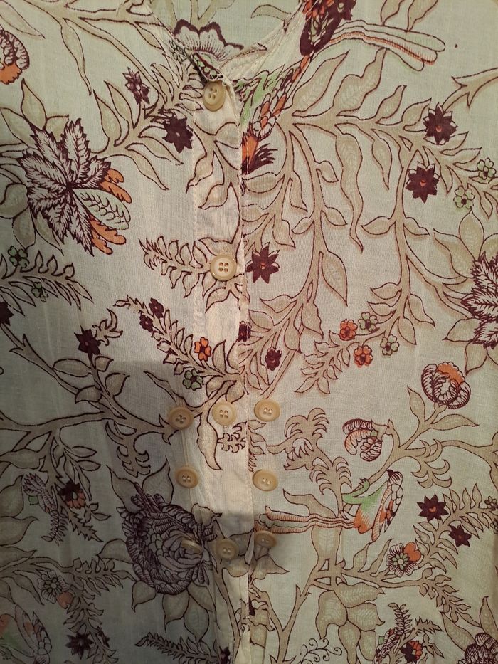 Chemisier femme beige à motifs - Marque PSG - Taille 36 - Très bon état. - photo numéro 3