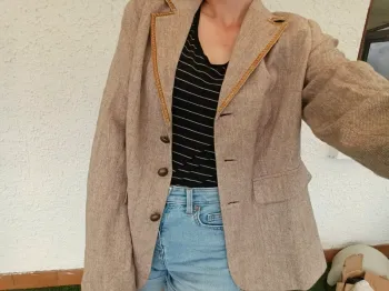 Veste blazer vintage avec laine beige Together taille 46