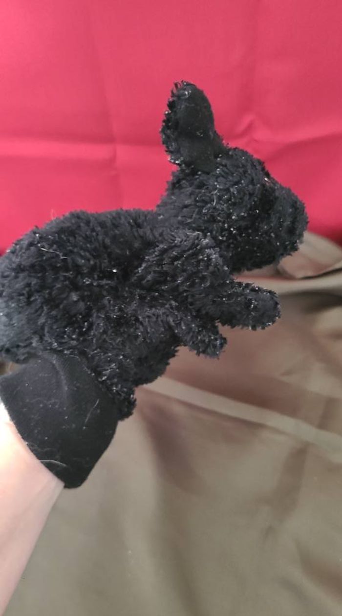 Doudou chien noir marionnette gant ikea - - photo numéro 3