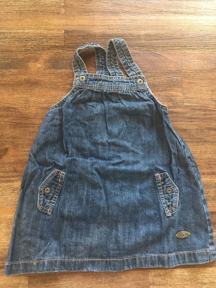 Robe jean/ bretelles/Kitchoune/12 m
