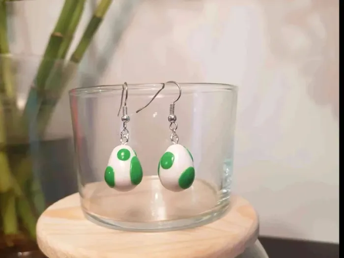 Boucle d'oreilles oeuf de yoshi mario jeux vidéo 2 - photo numéro 3