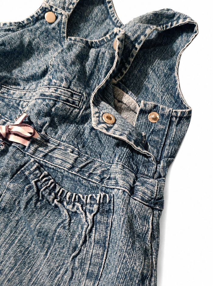 Robe en jean. 18 / 24 mois. Coutures et ruban fantaisies. - photo numéro 3