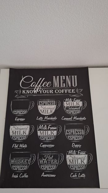 Poster Menu de café Noir et blanc 30x40cm